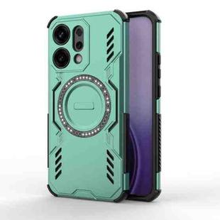 For OPPO Reno14 5G Global Butterfly Armor MagSafe Magnetic Ring Shockproof Phone Case(Light Green)
