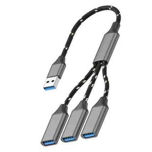 USB-A to USB-A 3 in 1 OTG Expander Splitter Dock Station(Braided Grey)