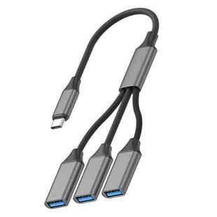 USB-C / Type-C to USB-A 3 in 1 OTG Expander Splitter Dock Station(Fabric Grey)