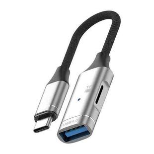 USB-C / Type-C to USB, TF Card Multi-function OTG Card Reader Adapter Cable, Length: 15cm(Silver)