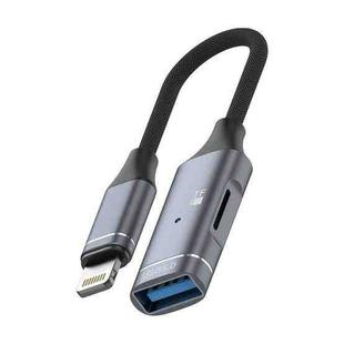 8 Pin to USB, TF Card Multi-function OTG Card Reader Adapter Cable, Length: 15cm(Gun Metal)