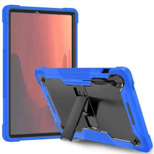 For Samsung Galaxy Tab S10 FE+ Shockproof Silicone Hybrid PC Tablet Case with Holder(Black Dark Blue)