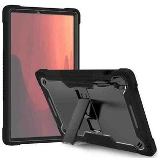 For Samsung Galaxy Tab S10 FE+ Shockproof Silicone Hybrid PC Tablet Case with Holder(Black)