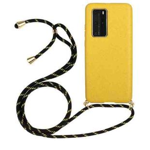 For Huawei P40 Pro Wheat Straw Material + TPU Protective Case with Lanyard(Yellow)