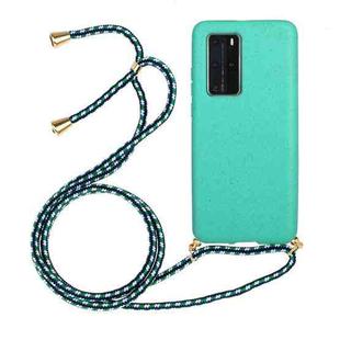 For Huawei P40 Pro Wheat Straw Material + TPU Protective Case with Lanyard(Green)