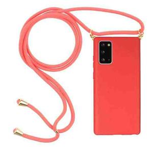For Samsung Galaxy Note20 Wheat Straw Material + TPU Protective Case with Lanyard(Red)