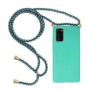 For Samsung Galaxy Note20 Wheat Straw Material + TPU Protective Case with Lanyard(Green)