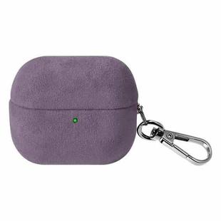 For Samsung Galaxy Buds3 / Buds3 Pro Turned Fur Leather Earphone Case with Hook(Purple)