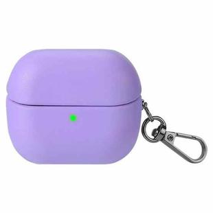 For Samsung Galaxy Buds3 / Buds3 Pro Oily Skin Leather Texture Earphone Case with Hook(Purple)