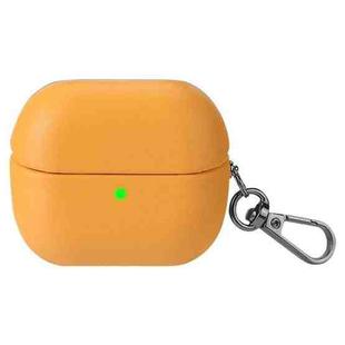 For Samsung Galaxy Buds3 / Buds3 Pro Oily Skin Leather Texture Earphone Case with Hook(Yellow)
