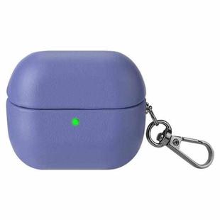 For Samsung Galaxy Buds3 / Buds3 Pro Oily Skin Leather Texture Earphone Case with Hook(Lavender Gray)