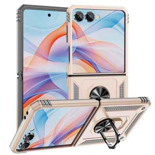 For Samsung Galaxy Z Flip7 5G Shockproof TPU + PC Phone Case with Holder(Gold)