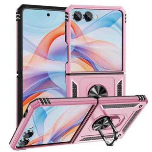 For Samsung Galaxy Z Flip7 5G Shockproof TPU + PC Phone Case with Holder(Pink)