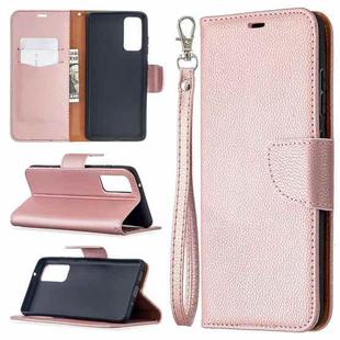For Samsung Galaxy S20 FE 5G / S20 Lite Litchi Texture Pure Color Horizontal Flip PU Leather Case with Holder & Card Slots & Wallet & Lanyard(Rose Gold)