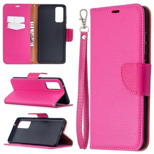 For Samsung Galaxy S20 FE 5G / S20 Lite Litchi Texture Pure Color Horizontal Flip PU Leather Case with Holder & Card Slots & Wallet & Lanyard(Rose Red)