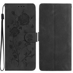 For Samsung Galaxy S22+ 5G Rose Flower Embossing Pattern Leather Phone Case(Black)