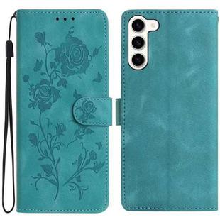For Samsung Galaxy S23+ 5G Rose Flower Embossing Pattern Leather Phone Case(Green)