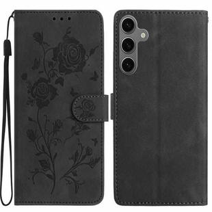 For Samsung Galaxy S24+ 5G Rose Flower Embossing Pattern Leather Phone Case(Black)