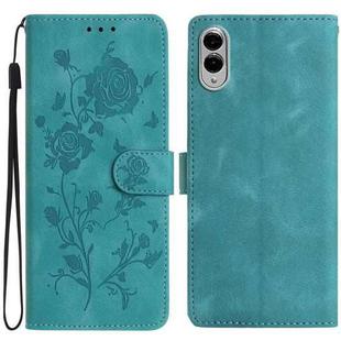 For Samsung Galaxy S25 Edge 5G Rose Flower Embossing Pattern Leather Phone Case(Green)