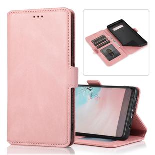 For Samsung Galaxy S10 Retro Magnetic Closing Clasp Horizontal Flip Leather Case with Holder & Card Slots & Photo Frame & Wallet(Rose Gold)
