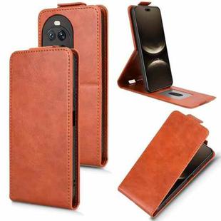 For Huawei nova 14 Magnetic Vertical Flip Leather Phone Case with Buckle(Brown)