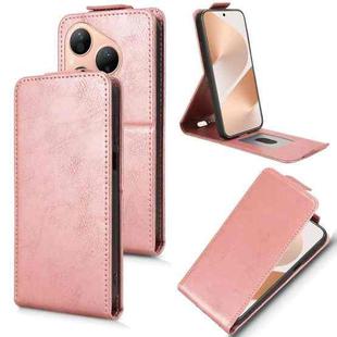 For Huawei Pura 80 5G Magnetic Vertical Flip Leather Phone Case with Buckle(Rose Gold)