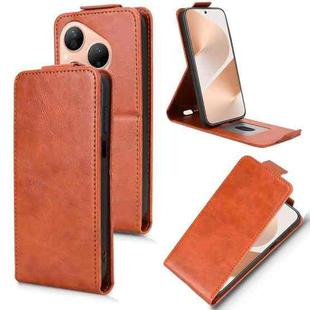 For Huawei Pura 80 5G Magnetic Vertical Flip Leather Phone Case with Buckle(Brown)