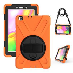 For Samsung Tab A 8.0(2019) T290 / T295 Shockproof Colorful Silicone + PC Protective Case with Holder & Hand Grip Strap(Orange)