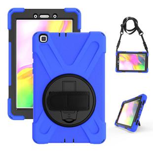 For Samsung Tab A 8.0(2019) T290 / T295 Shockproof Colorful Silicone + PC Protective Case with Holder & Hand Grip Strap(Blue)