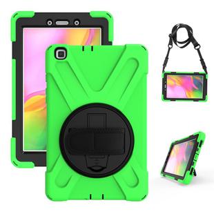 For Samsung Tab A 8.0(2019) T290 / T295 Shockproof Colorful Silicone + PC Protective Case with Holder & Hand Grip Strap(Green)