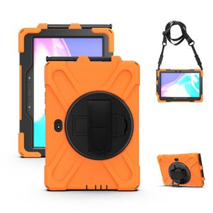 For Samsung Galaxy Tab Active Pro T540 / T545 / Tab Active4 Pro Shockproof Colorful Silicone + PC Protective Case with Holder & Hand Grip Strap(Orange)