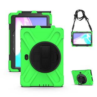 For Samsung Galaxy Tab Active Pro T540 / T545 / Tab Active4 Pro Shockproof Colorful Silicone + PC Protective Case with Holder & Hand Grip Strap(Green)
