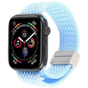 For Apple Watch 46mm / 49mm / 45mm / 44mm Magnetic Buckle Breathable Knitted Nylon Watch Band(Light Blue)