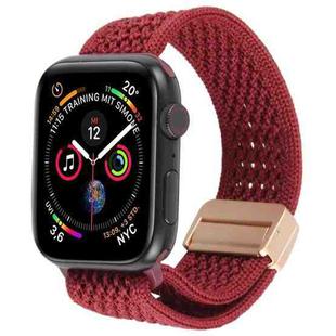 For Apple Watch 46mm / 49mm / 45mm / 44mm Magnetic Buckle Breathable Knitted Nylon Watch Band(Wine Red)