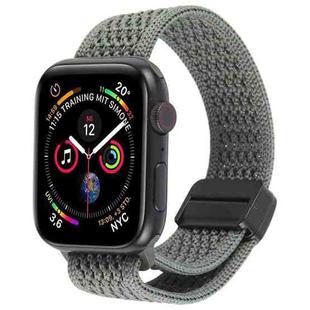 For Apple Watch 46mm / 49mm / 45mm / 44mm Magnetic Buckle Breathable Knitted Nylon Watch Band(Olive Green)