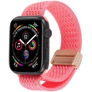 For Apple Watch 46mm / 49mm / 45mm / 44mm Magnetic Buckle Breathable Knitted Nylon Watch Band(Pink)