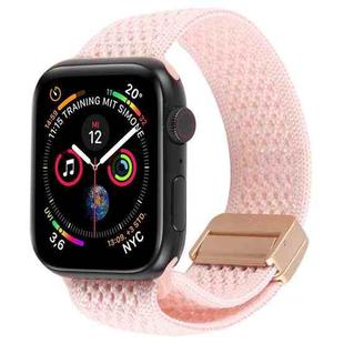 For Apple Watch 46mm / 49mm / 45mm / 44mm Magnetic Buckle Breathable Knitted Nylon Watch Band(Pink Sand)