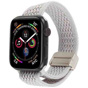 For Apple Watch 46mm / 49mm / 45mm / 44mm Magnetic Buckle Breathable Knitted Nylon Watch Band(Pearl White)