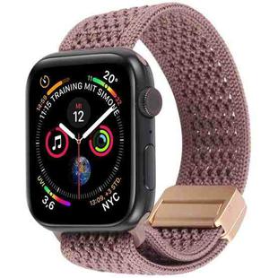 For Apple Watch 46mm / 49mm / 45mm / 44mm Magnetic Buckle Breathable Knitted Nylon Watch Band(Dark Purple)