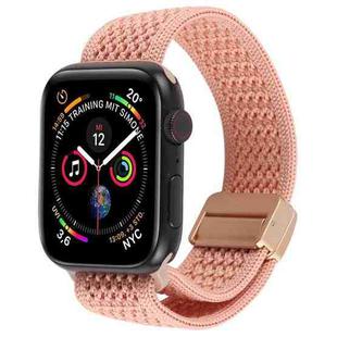 For Apple Watch 42mm / 41mm / 40mm / 38mm Magnetic Buckle Breathable Knitted Nylon Watch Band(Dull Pink)