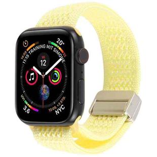 For Apple Watch 42mm / 41mm / 40mm / 38mm Magnetic Buckle Breathable Knitted Nylon Watch Band(Light Yellow)