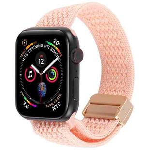 For Apple Watch 42mm / 41mm / 40mm / 38mm Magnetic Buckle Breathable Knitted Nylon Watch Band(Dark Pink Sand)