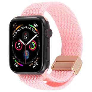 For Apple Watch 42mm / 41mm / 40mm / 38mm Magnetic Buckle Breathable Knitted Nylon Watch Band(Bright Pink)