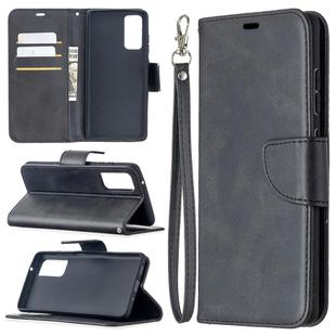 For Samsung Galaxy S20 FE 5G / S20 Lite Lambskin Texture Pure Color Horizontal Flip PU Leather Case with Holder & Card Slots & Wallet & Lanyard(Black)