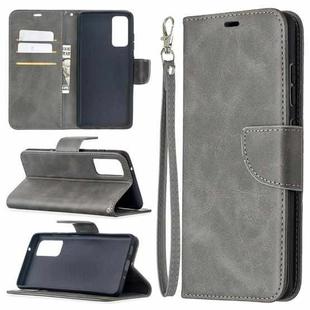 For Samsung Galaxy S20 FE 5G / S20 Lite Lambskin Texture Pure Color Horizontal Flip PU Leather Case with Holder & Card Slots & Wallet & Lanyard(Grey)