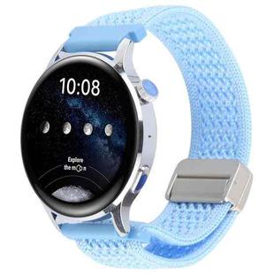 18mm Magnetic Buckle Breathable Knitted Nylon Watch Band(Light Blue)