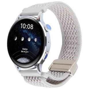 18mm Magnetic Buckle Breathable Knitted Nylon Watch Band(Pearl White)