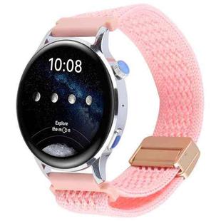 18mm Magnetic Buckle Breathable Knitted Nylon Watch Band(Bright Pink)