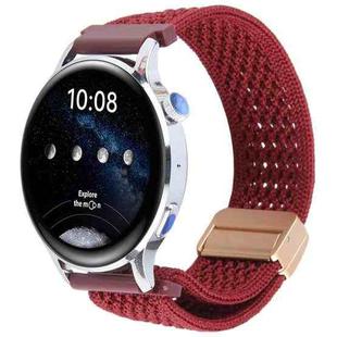 20mm Magnetic Buckle Breathable Knitted Nylon Watch Band(Wine Red)