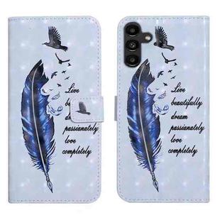 For Samsung Galaxy A17 5G Oil Embossed 3D Drawing Leather Phone Case(Blue Feather)